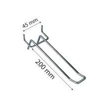 Winkelstelling displayhaak, perfohaak 200 mm dubbel 4,0mm diameter 