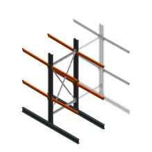 Zware draagarmstelling dubbelzijdig 3000x1200x1200mm (hxbxd) 2 niveaus beginsectie