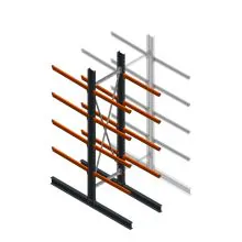 Zware draagarmstelling dubbelzijdig 4000x1000x1200mm (hxbxd) 4 niveaus beginsectie