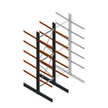 Zware draagarmstelling dubbelzijdig 5000x1500x1200mm (hxbxd) 5 niveaus beginsectie
