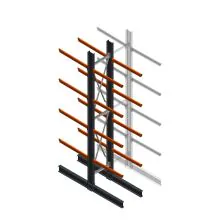 Zware draagarmstelling dubbelzijdig 5000x800x1200mm (hxbxd) 4 niveaus beginsectie