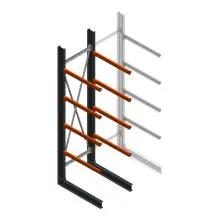 Zware draagarmstelling enkelzijdig 4000x1000x1200mm (hxbxd) 4 niveaus beginsectie 345kg/arm