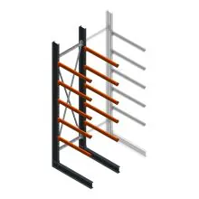 Zware draagarmstelling enkelzijdig 4000x1000x1200mm (hxbxd) 5 niveaus beginsectie 345kg/arm