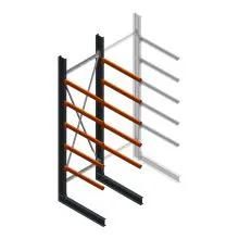 Zware draagarmstelling enkelzijdig 4000x1200x1500mm (hxbxd) 5 niveaus beginsectie