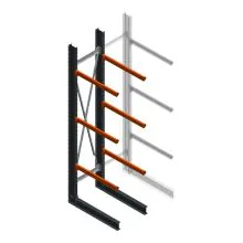 Zware draagarmstelling enkelzijdig 4000x800x1200mm (hxbxd) 3 niveaus beginsectie 345kg/arm