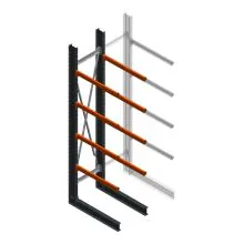 Zware draagarmstelling enkelzijdig 4000x800x1200mm (hxbxd) 4 niveaus beginsectie 345kg/arm