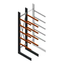 Zware draagarmstelling enkelzijdig 4000x800x1200mm (hxbxd) 5 niveaus beginsectie 345kg/arm