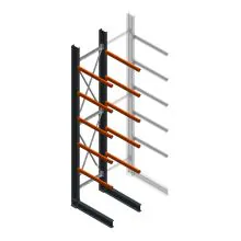 Zware draagarmstelling enkelzijdig 5000x1000x1500mm (hxbxd) 5 niveaus beginsectie