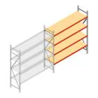Grootvakstelling AR 2500x2250x600 mm (hxbxd) 4 niveaus verzinkt aanbouwsectie met voorgemonteerde frames