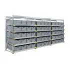Flowrack bakken-doorrolstelling 2304x5570x1230mm (hxbxd) 5 niveaus recht incl. 120 euronormbakken voordeelrij