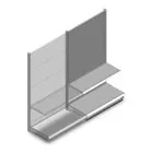 Wandstelling met perforatie Tego 1800x1000x470 mm (hxbxd) 2 niveaus RAL9006 aanbouwsectie