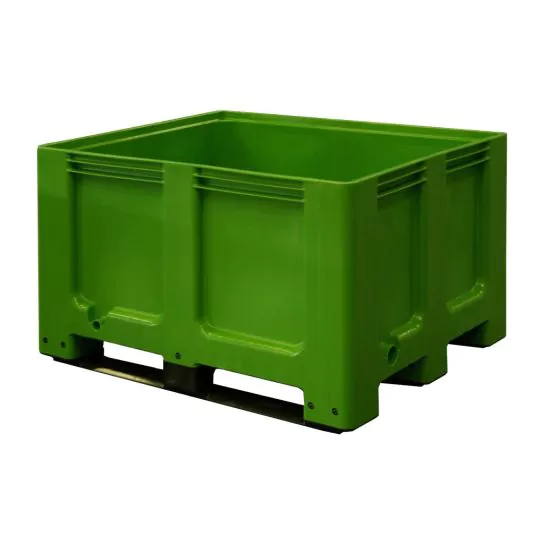 Palletbox blokpalletformaat 1200x1000x760 mm (lxbxh) op 3 sleeplatten groen