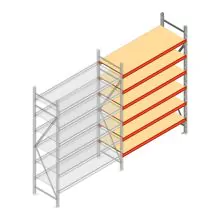 Grootvakstelling AR 2000x1850x600 mm (hxbxd) 6 niveaus verzinkt aanbouwsectie met voorgemonteerde frames