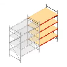 Grootvakstelling AR 2000x1850x1000 mm (hxbxd) 4 niveaus verzinkt aanbouwsectie met voorgemonteerde frames