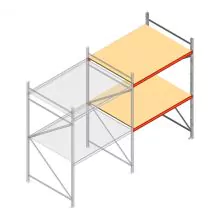 Grootvakstelling AR 2000x1850x1200 mm (hxbxd) 2 niveaus verzinkt aanbouwsectie met voorgemonteerde frames