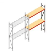 Grootvakstelling AR 2500x1850x500 mm (hxbxd) 2 niveaus verzinkt aanbouwsectie met voorgemonteerde frames