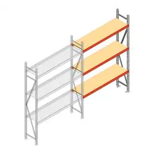 Grootvakstelling AR 2500x1610x500 mm (hxbxd) 3 niveaus verzinkt aanbouwsectie met voorgemonteerde frames