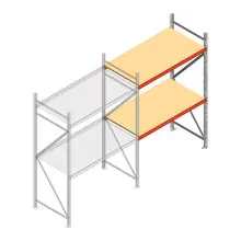 Grootvakstelling AR 2500x1610x900 mm (hxbxd) 2 niveaus verzinkt aanbouwsectie met voorgemonteerde frames