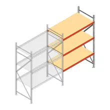 Grootvakstelling AR 2500x1610x900 mm (hxbxd) 3 niveaus verzinkt aanbouwsectie met voorgemonteerde frames