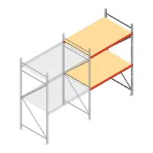 Grootvakstelling AR 2500x1850x1000 mm (hxbxd) 2 niveaus verzinkt aanbouwsectie met voorgemonteerde frames