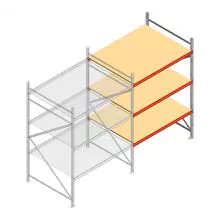 Grootvakstelling AR 2500x1610x1200 mm (hxbxd) 3 niveaus verzinkt aanbouwsectie