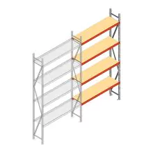 Grootvakstelling AR 3000x1610x400 mm (hxbxd) 4 niveaus verzinkt aanbouwsectie met voorgemonteerde frames