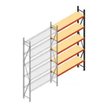 Grootvakstelling AR 3000x1610x400 mm (hxbxd) 5 niveaus antraciet aanbouwsectie met voorgemonteerde frames