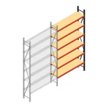 Grootvakstelling AR 3000x1610x400 mm (hxbxd) 6 niveaus verzinkt aanbouwsectie met voorgemonteerde frames