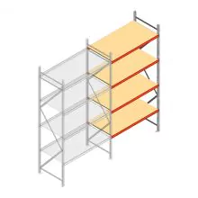 Grootvakstelling AR 3000x1610x800 mm (hxbxd) 4 niveaus verzinkt aanbouwsectie