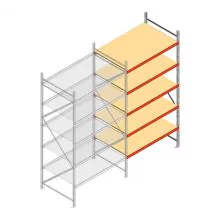 Grootvakstelling AR 3000x1610x1000 mm (hxbxd) 5 niveaus verzinkt aanbouwsectie met voorgemonteerde frames