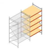 Grootvakstelling AR 3000x1850x1200 mm (hxbxd) 5 niveaus verzinkt aanbouwsectie