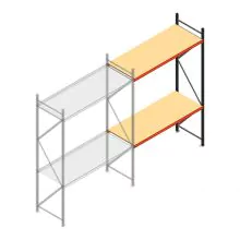 Grootvakstelling AR 3000x1850x800 mm (hxbxd) 2 niveaus verzinkt aanbouwsectie met voorgemonteerde frames