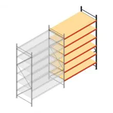 Grootvakstelling AR 3000x1850x900 mm (hxbxd) 6 niveaus antraciet aanbouwsectie