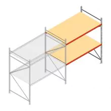 Grootvakstelling AR 2000x2010x1200 mm (hxbxd) 2 niveaus verzinkt aanbouwsectie met voorgemonteerde frames