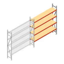 Grootvakstelling AR 2500x2010x400 mm (hxbxd) 4 niveaus verzinkt aanbouwsectie met voorgemonteerde frames