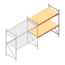 Grootvakstelling AR 2500x2250x1000 mm (hxbxd) 2 niveaus verzinkt aanbouwsectie met voorgemonteerde frames