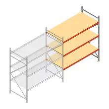 Grootvakstelling AR 2500x2250x1000 mm (hxbxd) 3 niveaus verzinkt aanbouwsectie met voorgemonteerde frames
