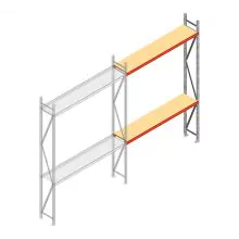Grootvakstelling AR 3000x2250x400 mm (hxbxd) 2 niveaus verzinkt aanbouwsectie met voorgemonteerde frames