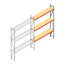 Grootvakstelling AR 3000x2250x400 mm (hxbxd) 3 niveaus verzinkt aanbouwsectie met voorgemonteerde frames