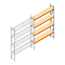 Grootvakstelling AR 3000x2250x400 mm (hxbxd) 4 niveaus verzinkt aanbouwsectie met voorgemonteerde frames
