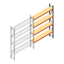 Grootvakstelling AR 3000x2010x500 mm (hxbxd) 4 niveaus verzinkt aanbouwsectie met voorgemonteerde frames
