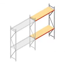 Grootvakstelling AR 3000x2250x600 mm (hxbxd) 2 niveaus verzinkt aanbouwsectie met voorgemonteerde frames