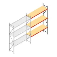 Grootvakstelling AR 3000x2250x600 mm (hxbxd) 3 niveaus verzinkt aanbouwsectie met voorgemonteerde frames