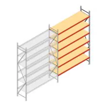 Grootvakstelling AR 3000x2250x600 mm (hxbxd) 6 niveaus verzinkt aanbouwsectie met voorgemonteerde frames