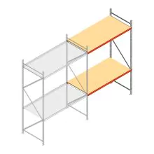 Grootvakstelling AR 3000x2250x1000 mm (hxbxd) 2 niveaus verzinkt aanbouwsectie met voorgemonteerde frames