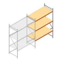 Grootvakstelling AR 3000x2250x1000 mm (hxbxd) 3 niveaus verzinkt aanbouwsectie met voorgemonteerde frames