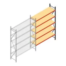 Grootvakstelling AR 3000x2250x600 mm (hxbxd) 5 niveaus verzinkt aanbouwsectie met voorgemonteerde frames