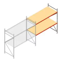 Grootvakstelling AR 2250x2700x1000 mm (hxbxd) 2 niveaus verzinkt aanbouwsectie met voorgemonteerde frames