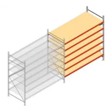 Grootvakstelling AR 2250x2700x1000 mm (hxbxd) 6 niveaus verzinkt aanbouwsectie met voorgemonteerde frames