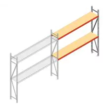 Grootvakstelling AR 2500x2700x400 mm (hxbxd) 2 niveaus verzinkt aanbouwsectie met voorgemonteerde frames